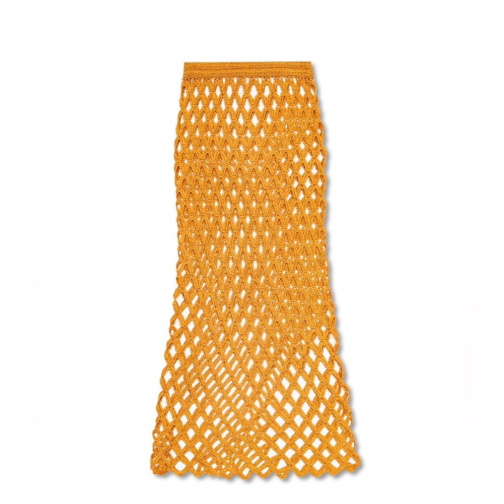Cult Gaia Finn Crochet Gold Mesh Cover-Up Skirt - Picture 2 of 6